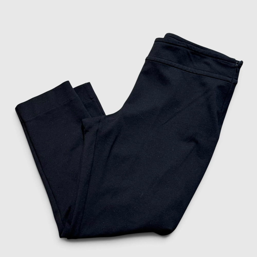 Eileen Fisher Italian Fabric Ankle Pants XL Black Washable Stretch Side Zip Crop